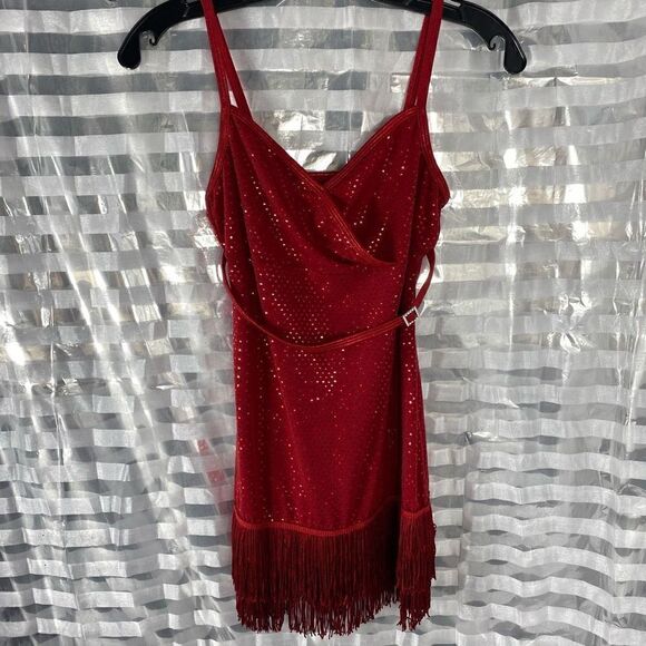 Curtain Call Costumes Red Sequin/Fringe Dancewear - Picture 1 of 5